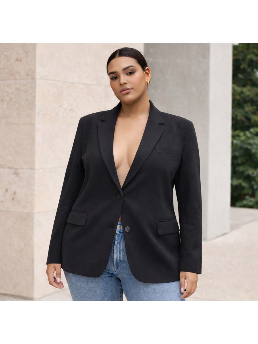 Babaton SZ 2X Power Blazer Single-Breasted 2-Button Wool Tailored Blazer